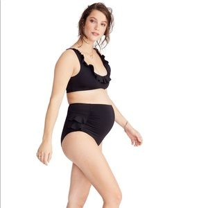 Hatch Maternity Antigua Ruffle Bikini Black